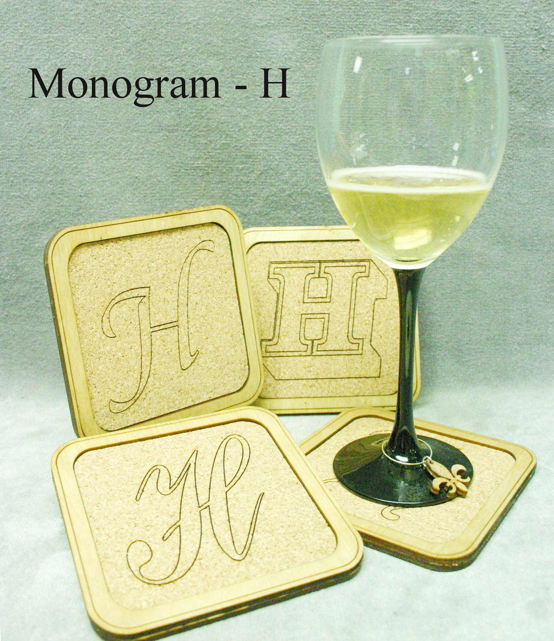 Cork Coaster Monogram Letter H